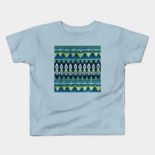 Green and Blue Boho Pattern - Ikat Kids T-Shirt